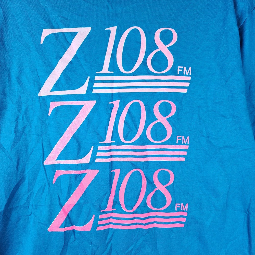 Jerzees T Shirt Mens L Vintage Z 108 Fm Radio Blue Single Stitch Jerzees Euc View 3